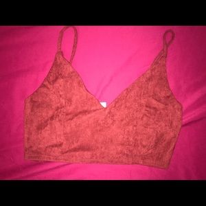 Red Suede Crop Top